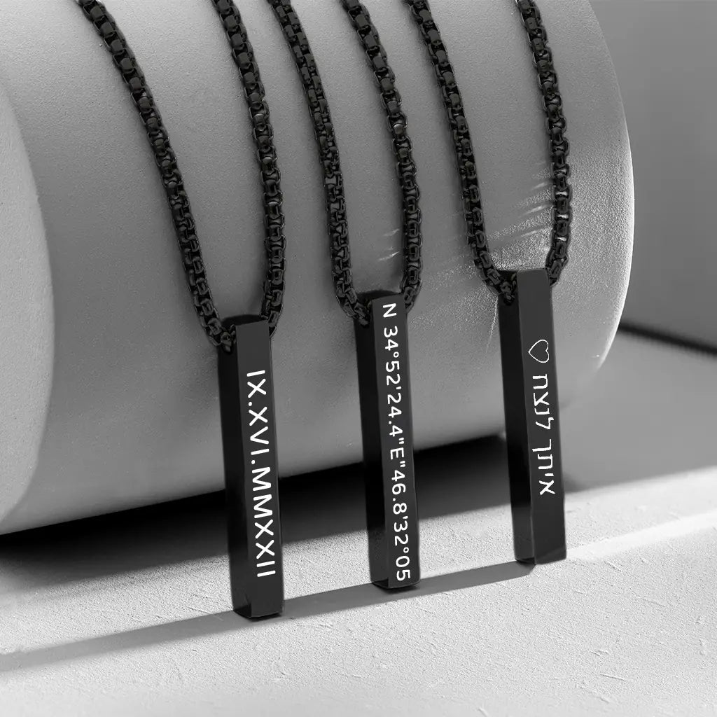 שרשרת חריטה לגבר - גומא שחור