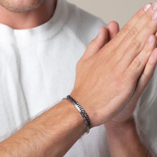 צמיד לגבר - ליאל כסף מושחר