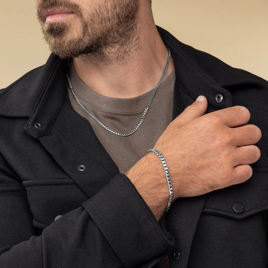 סט צמיד ושרשרת - ליאון כסף