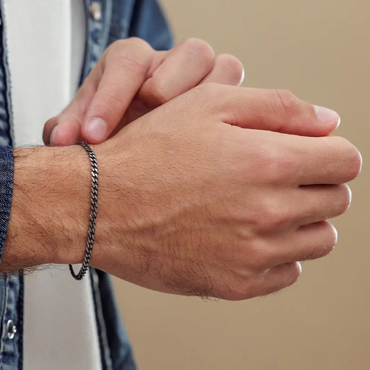 צמיד לגבר - ליאל כסף מושחר