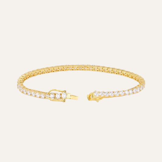 צמיד טניס לגבר - זהב עם שיבוץ לבן