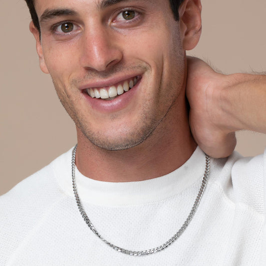 שרשרת גורמט כסף 5 מ״מ עם תווית חריטה